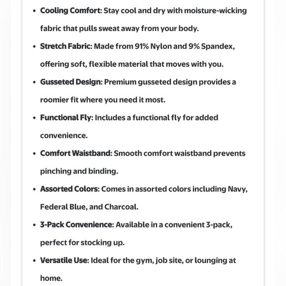 Wrangler Black Boxer Briefs Moisture-Wicking Comfort Size Small - Picture 6 of 6